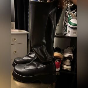 Tall lug sole boots